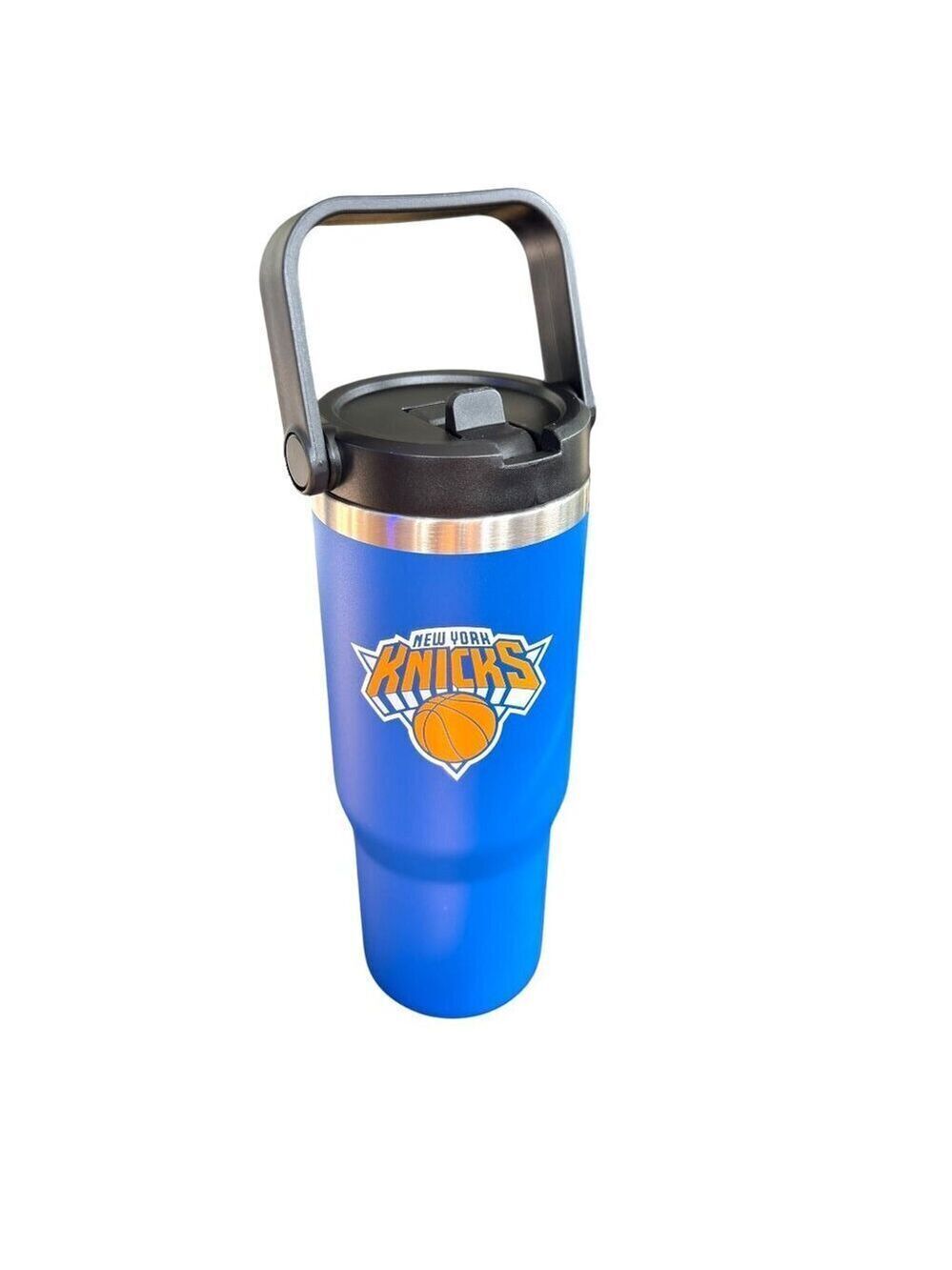 NWT FOCO New York Knicks NBA 30 Oz Solid Tumbler With Straw Cupholder Friendly